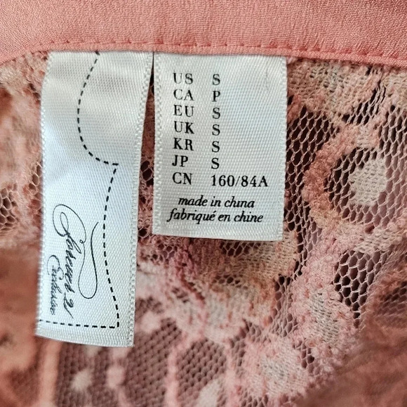 Forever 21 S Coral Lace Sheer Dress Sequin Collar Mod Y2K Glam Party Dress - Picture 4 of 6